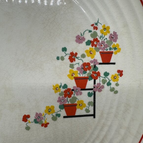 Vintage Chop Plate Platter Floral 1940s Penthouse Knowles Yorktown USA Flowers - Picture 5 of 9